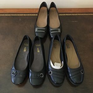 Clarks Cushion Flats, 3 Pair Bundle